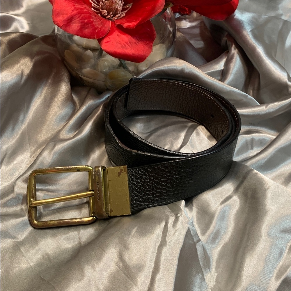 🌹VINTAGE COACH Men's Leather REVERSIBLE Belt with Gold-Tone Buckle • Unisex